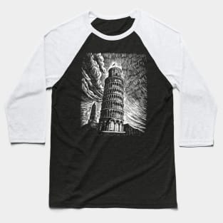 Leaning Tower of Pisa art in linear style Baseball T-Shirt